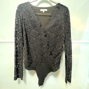 NORDSTROM/WAYF Black lined lace body suit (lace see through on the arms only)
